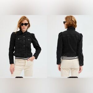 Gap Puff Sleeve Icon denim black jacket size medium